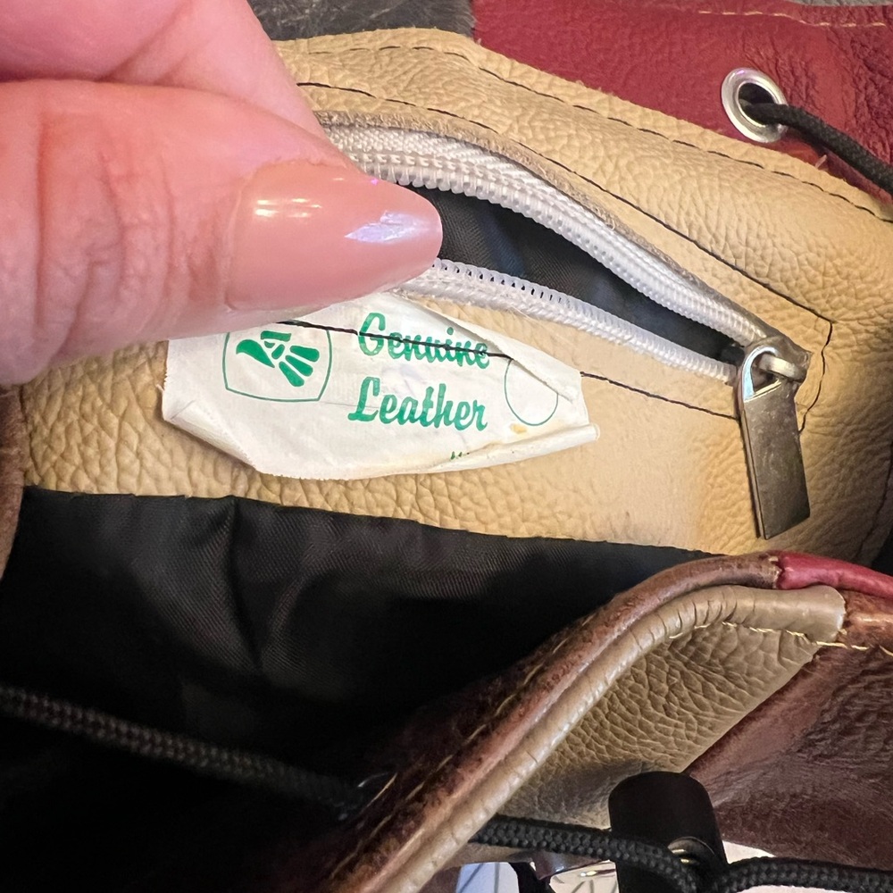 Western Leather Patchwork Backpack Fringe Detail … - image 8